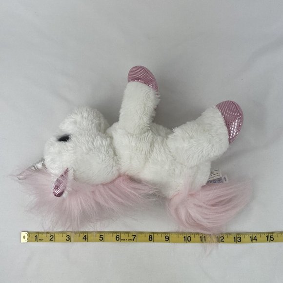 Aurora White Unicorn 12" Plush Pink Sparkle Hooves Ears Horn Stuffed Toy 2017 - Picture 8 of 8